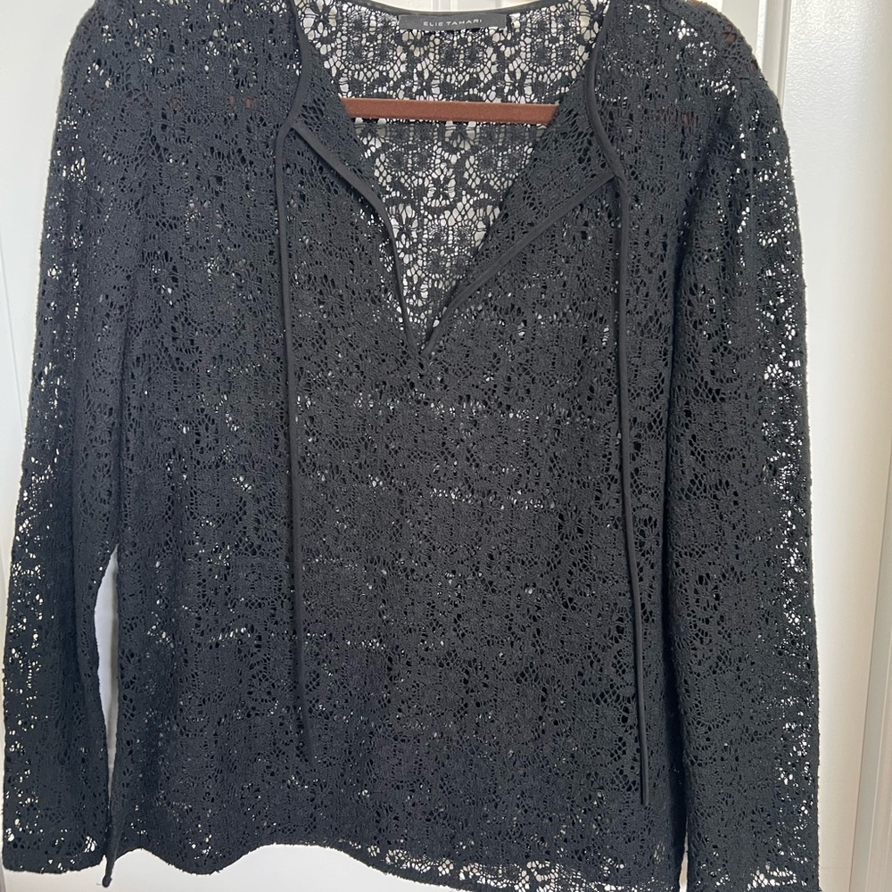 Elie Tahari Black Lace Blouse